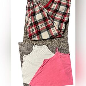 2/$12 Old Navy Pajama Pants  Cami Bundle Lightweight Layering Flannel Joggers